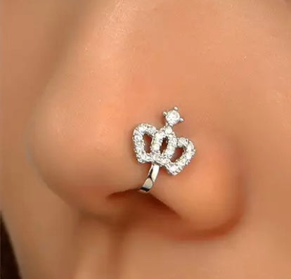 Silver Crown Nose Cuff